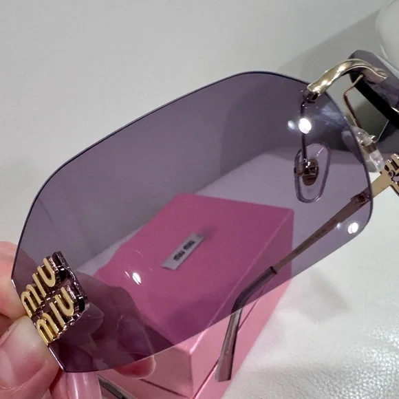 Miu Miu Woman’s Sunglasses MU 54YS Gold Light Purple Brown 5AK0/6I - Picture 9 of 11